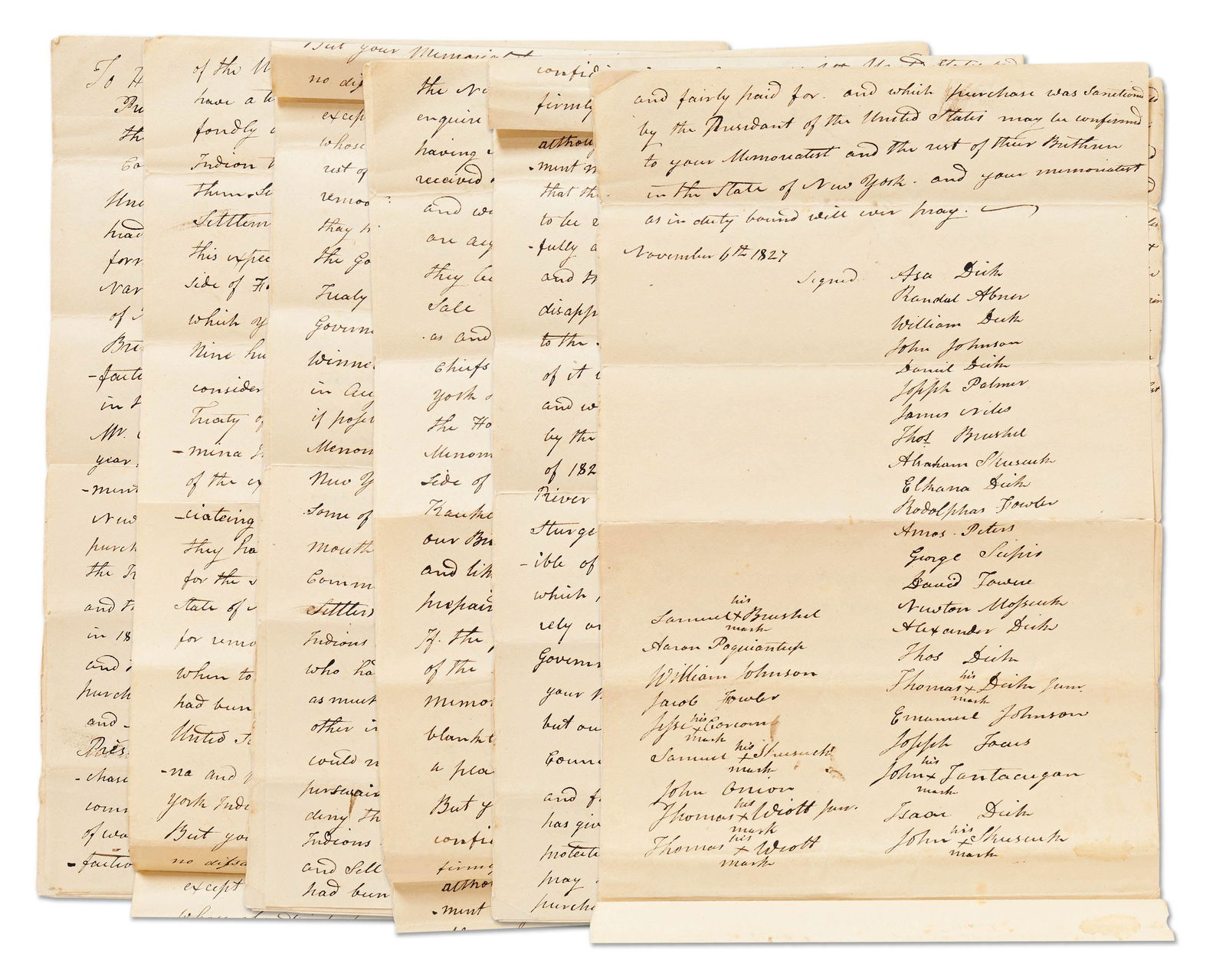 J.Q. Adams Petition Signed by 32 Native American Leaders Claiming Promised Land for the Tribes (1 of 7)