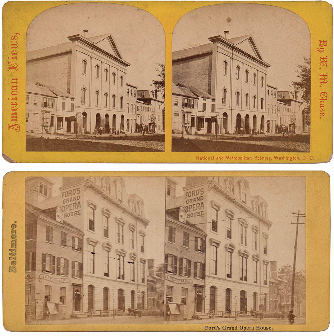 Pair of Stereographs Depicting Site of Lincoln Assassination Ford's Theater & Grand Opera House (1 of 4)