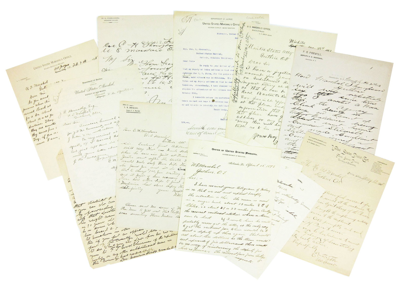 Ten Western Territory Legal Documents - Warrants, Indian Territory, Etc. (1 of 8)
