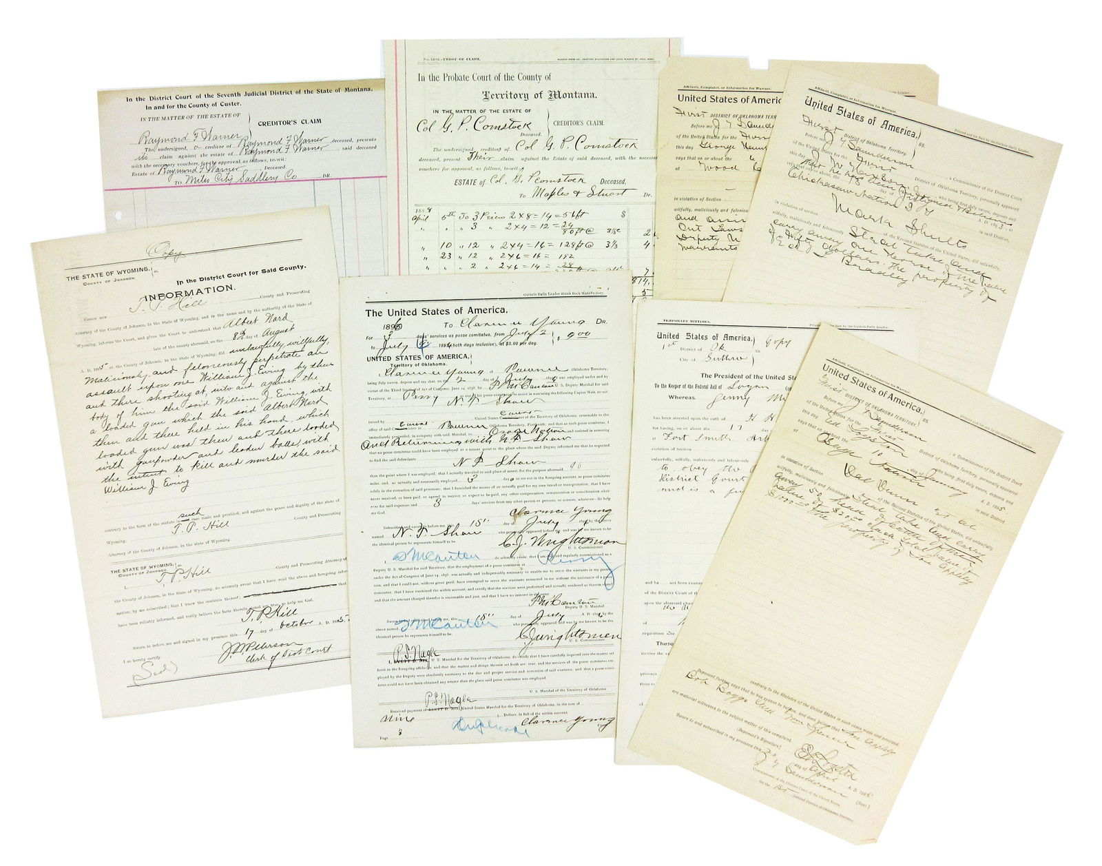 Crime in the West! 8 Western Territory Warrants, Sworn Statements, Etc. (1 of 7)