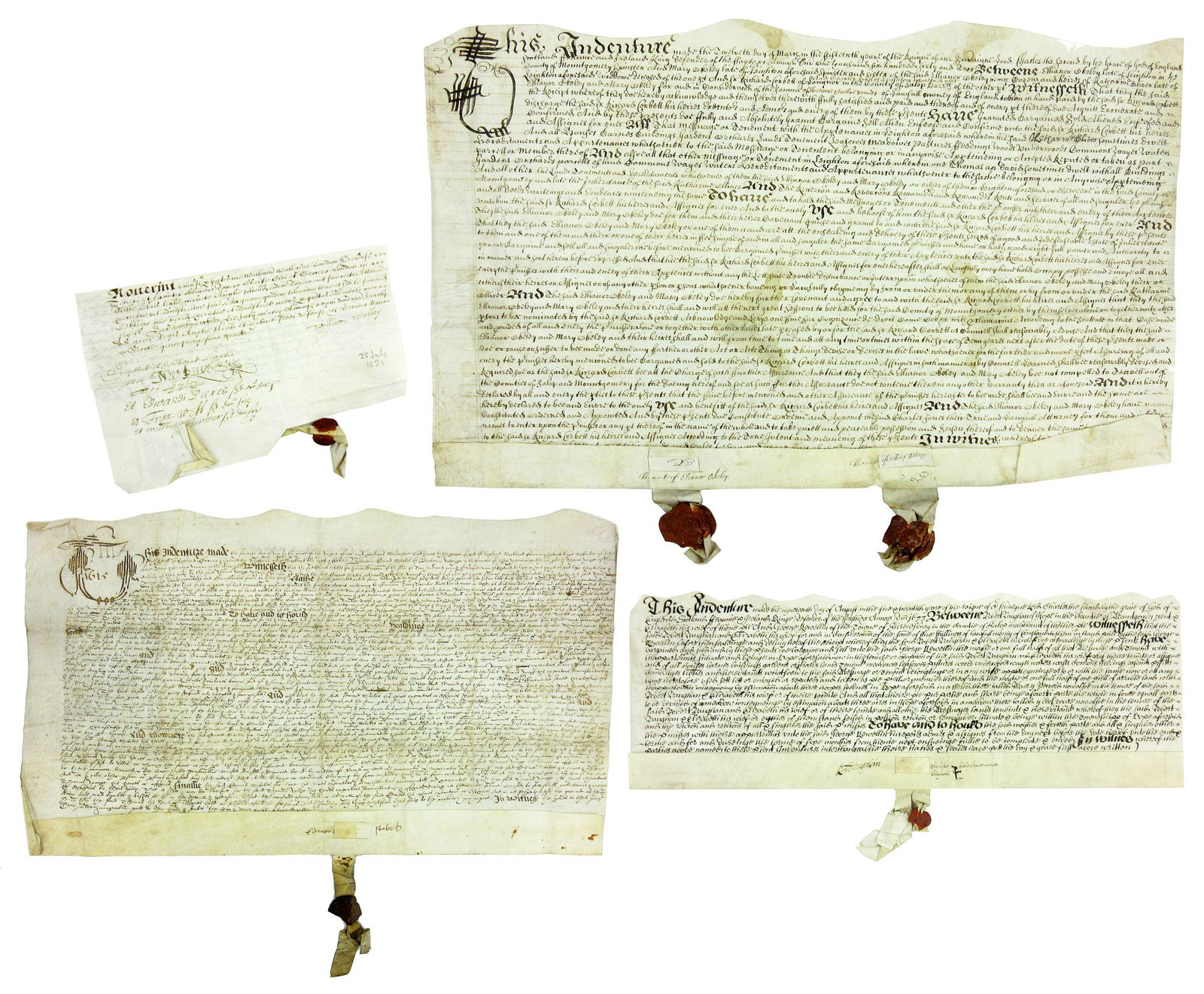Three Indentures & a Bond from 17th C. England and France, 1615-1673 (1 of 13)