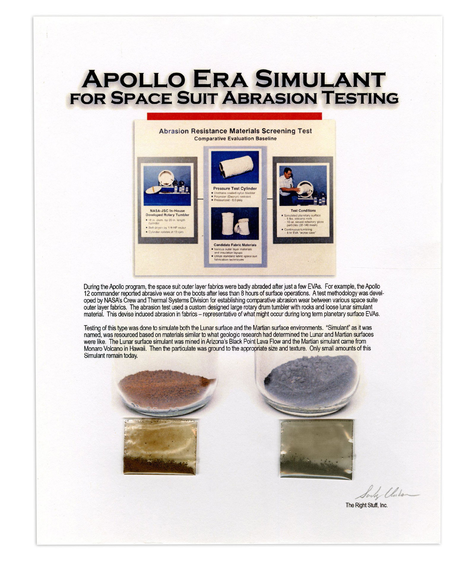 Apollo Era Two Samples of Simulant for Abrasion Tests, Few Remain Today! (1 of 3)