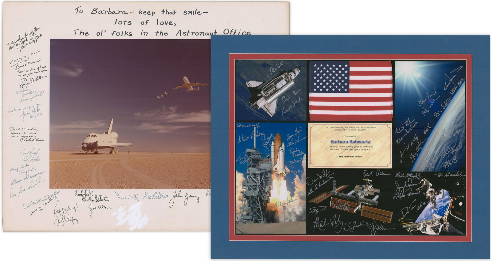 NASA Astronaut Office Signed Photo & Flag Display Commemorating Retiree, Contains 60+ Signatures! (1 of 3)