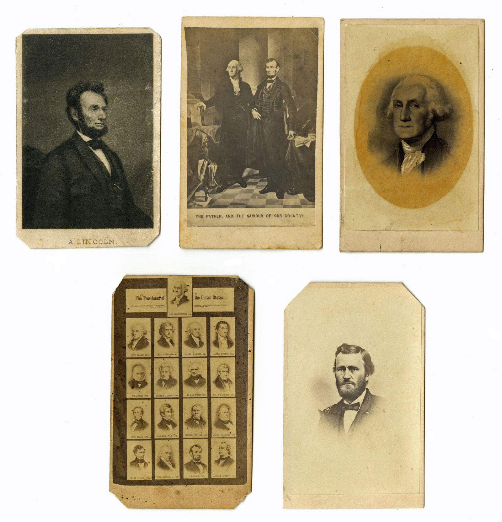 (5) Presidential CDV Grouping- Washington, Lincoln, Grant & More! (1 of 1)