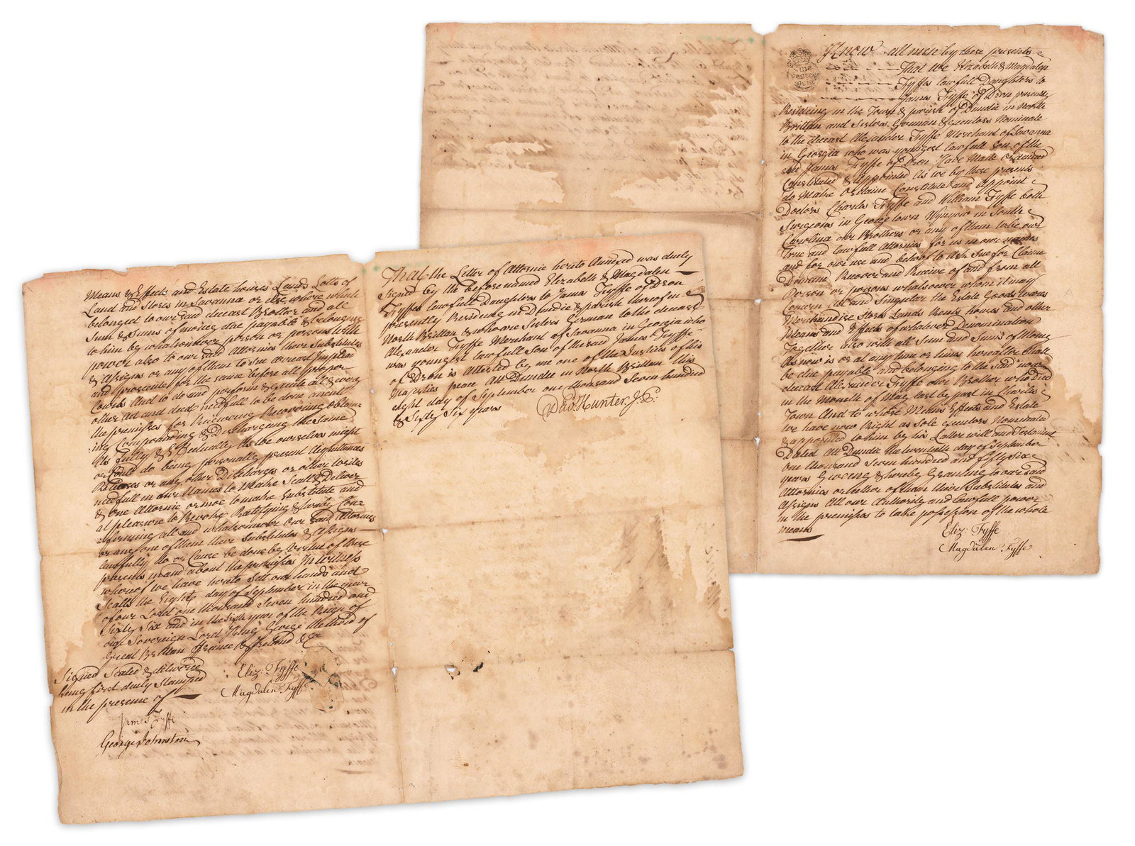 Interesting MDS Re: Scottish Emigration to Southern Colonies: Interesting MDS Re: Scottish Emigration to Southern Colonies A 3pp manuscript document signed relating to the settling of the estate of Alexander Fyffe (1730-1766), originally from Dron, Scotland, who