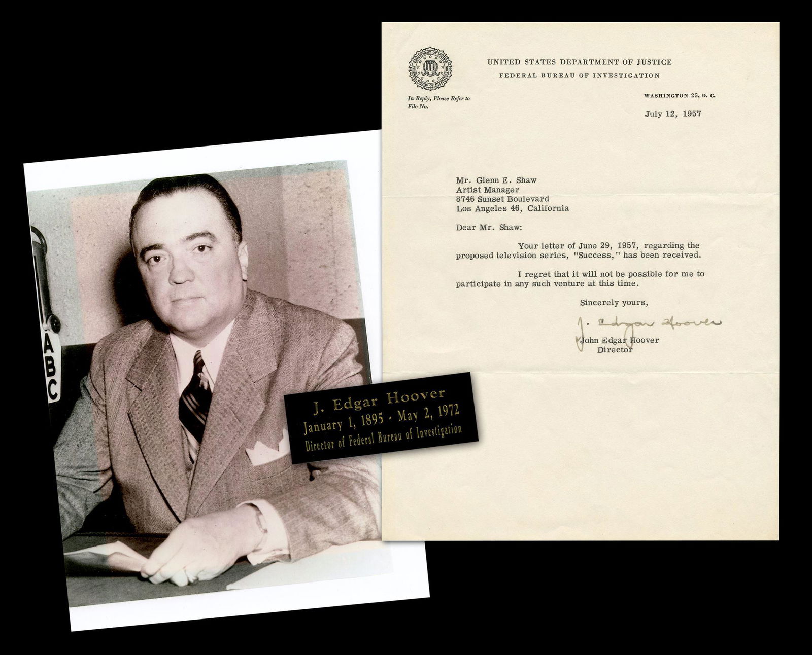 J. Edgar Hoover COINTELPRO-Era TLS (1 of 6)