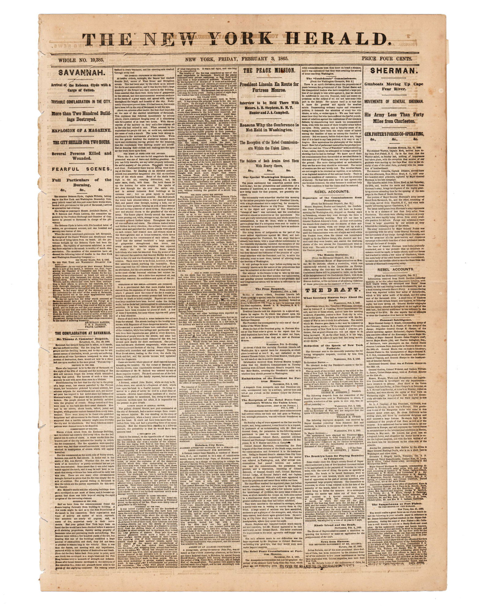 New York Herald Reports on Lincoln's Abolition of Slavery & 13th Amendment (1 of 4)