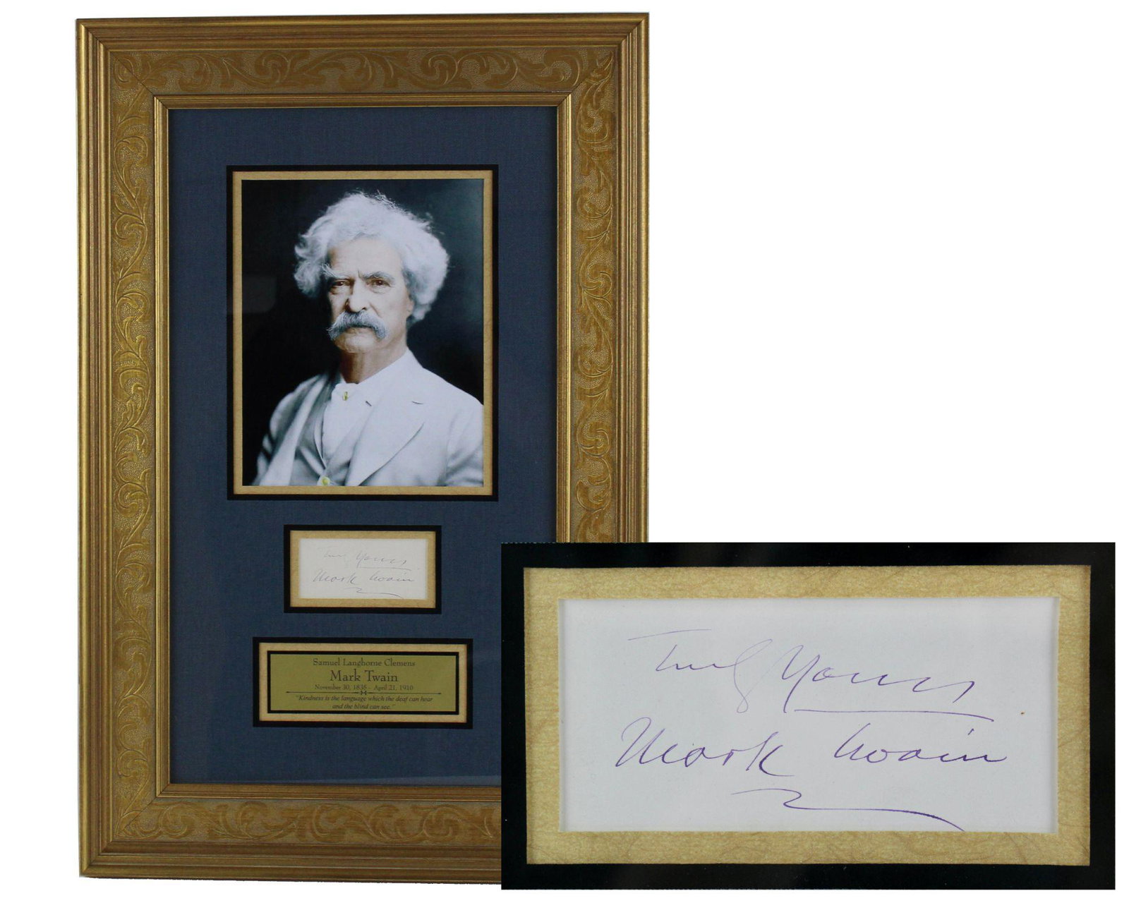 Bold Mark Twain Signature, Handsomely Displayed. (1 of 4)