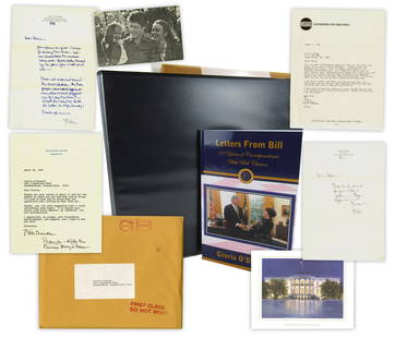 Fantastic Bill Clinton 38pc Letter Archive to Campaign Worker; [32] TLS, [2] ALS, [4] Christmas: Fantastic Bill Clinton 38pc Letter Archive to Campaign Worker; [32] TLS, [2] ALS, [4] Christmas Cards An archive of correspondence spanning nearly twenty years between Bill Clinton and Gloria