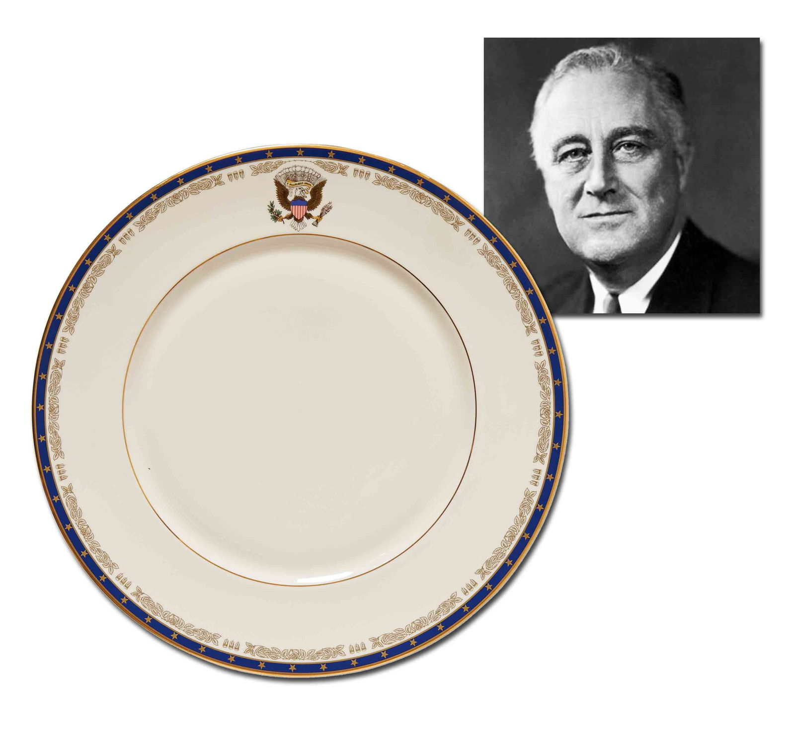 Franklin D. Roosevelt White House China, Lenox Exhibit Service Plate (1 of 3)