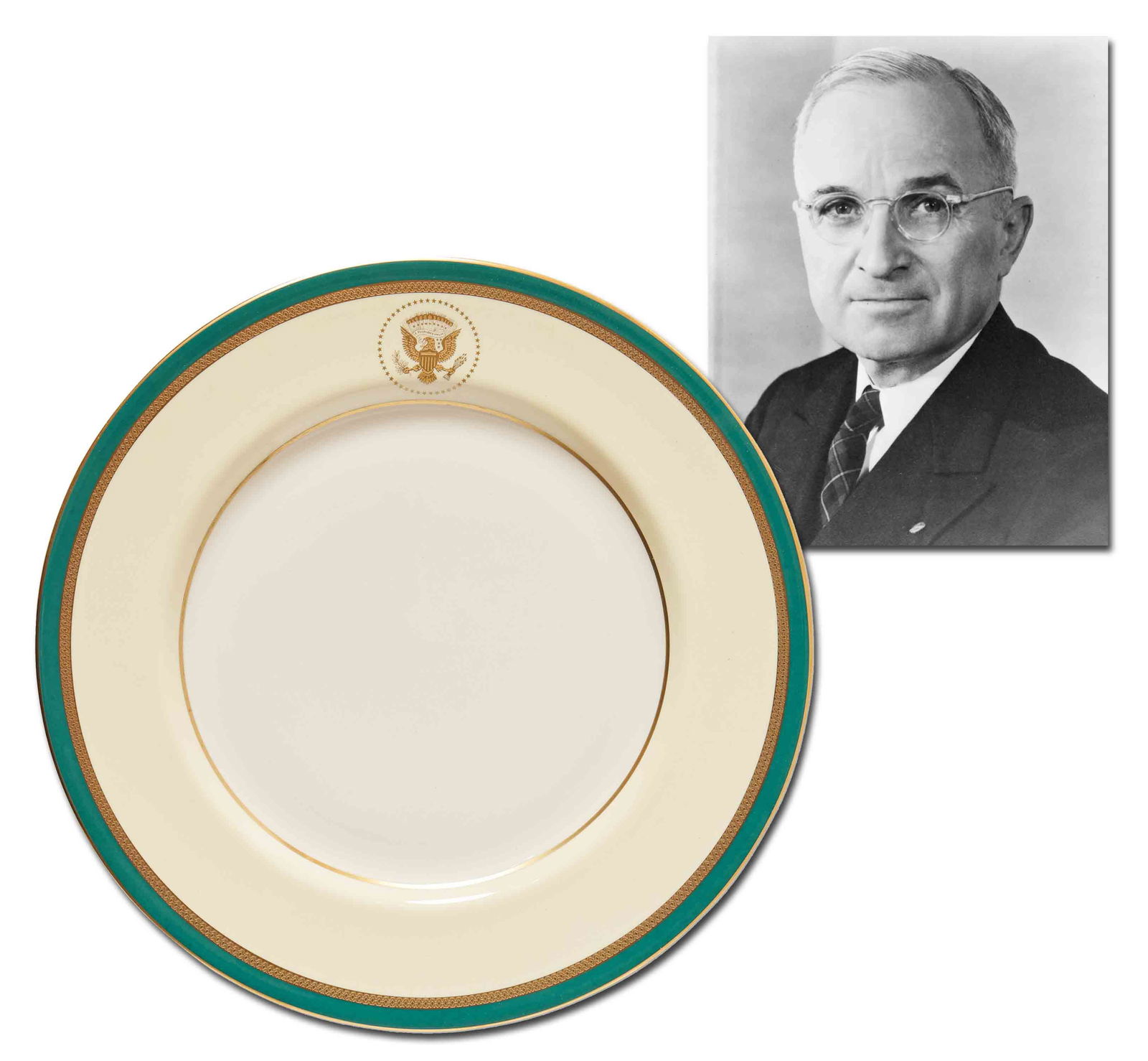 Harry Truman White House China, Lenox Exhibit Dinner Plate (1 of 3)