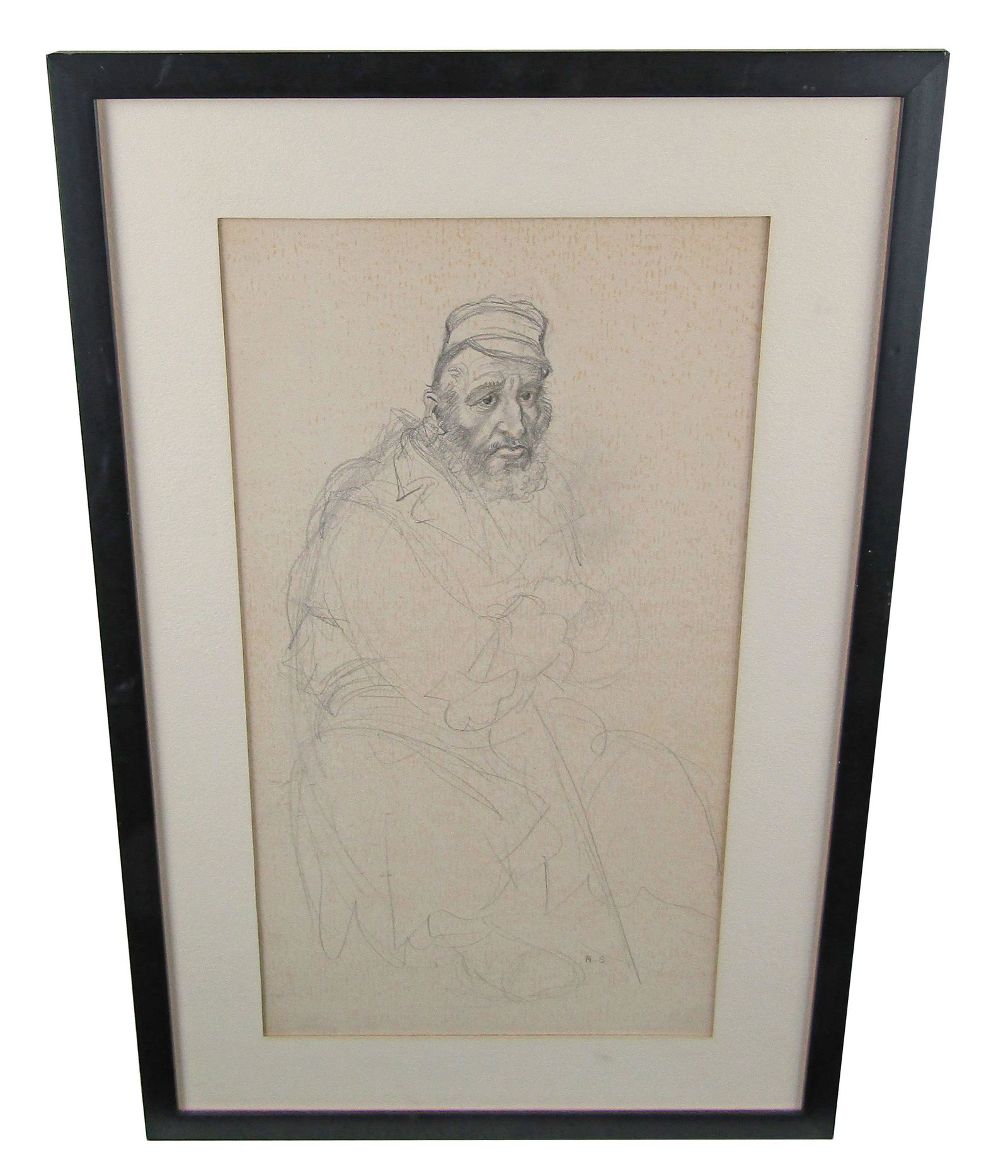 Arthur Szyk Original Large Pencil Drawing of Polish Peasant: Arthur Szyk Original Large Pencil Drawing of Polish Peasant An original large pencil drawing on an unknown mount (possibly a textured paper on stock) by Polish-Jewish artist Arthur Szyk (1894-1952). T