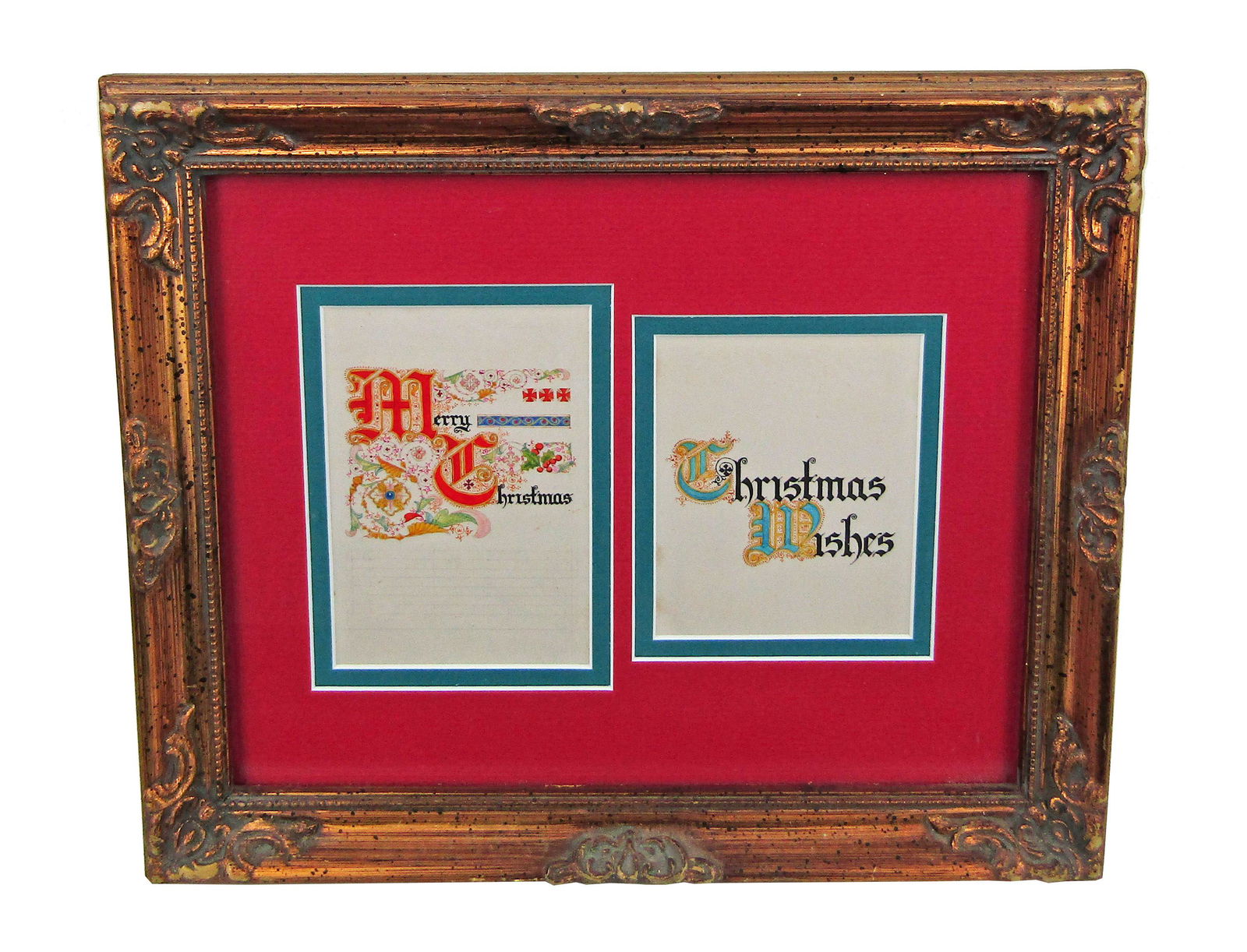 Arthur Szyk Illuminated Manuscript, "Merry Christmas": Arthur Szyk Illuminated Manuscript, "Merry Christmas" Two holiday-themed illuminated manuscripts by Polish-Jewish artist Arthur Szyk (1894-1952), probably preparatory studies for future artwork. The o