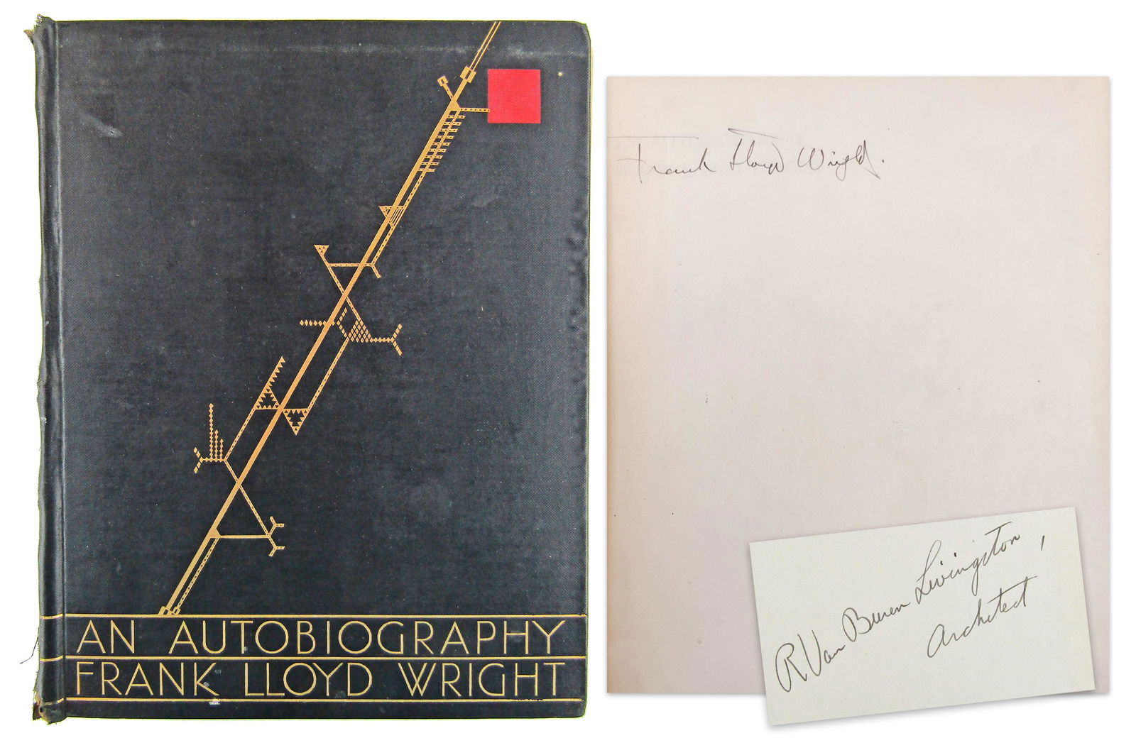 Frank Lloyd Wright Signed 1st Ed. "An Autobiography" Owned by Mid-Century CA Architect R. Van Buren (1 of 8)