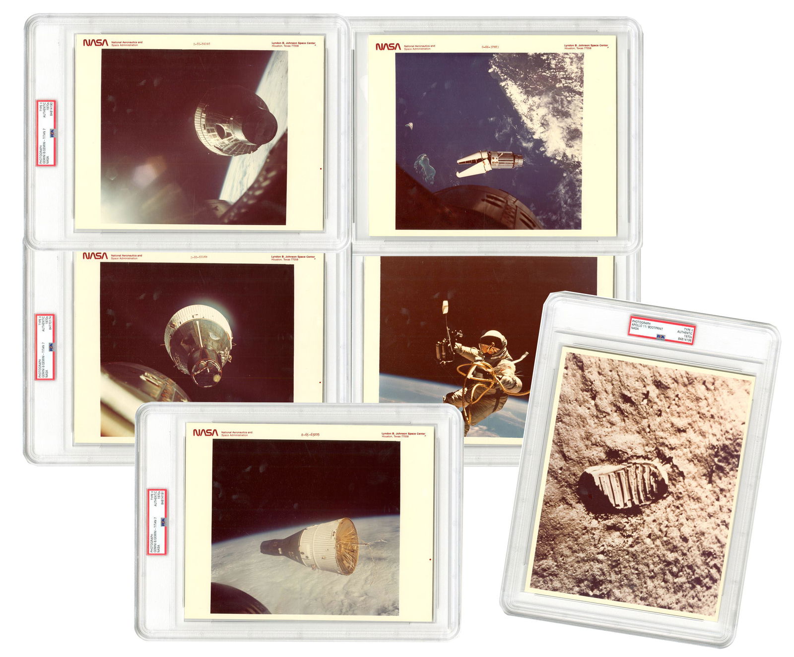 6 NASA Type II PSA Slabbed Photos: Apollo 11 & Gemini 4, 6, and 9 Missions (1 of 7)