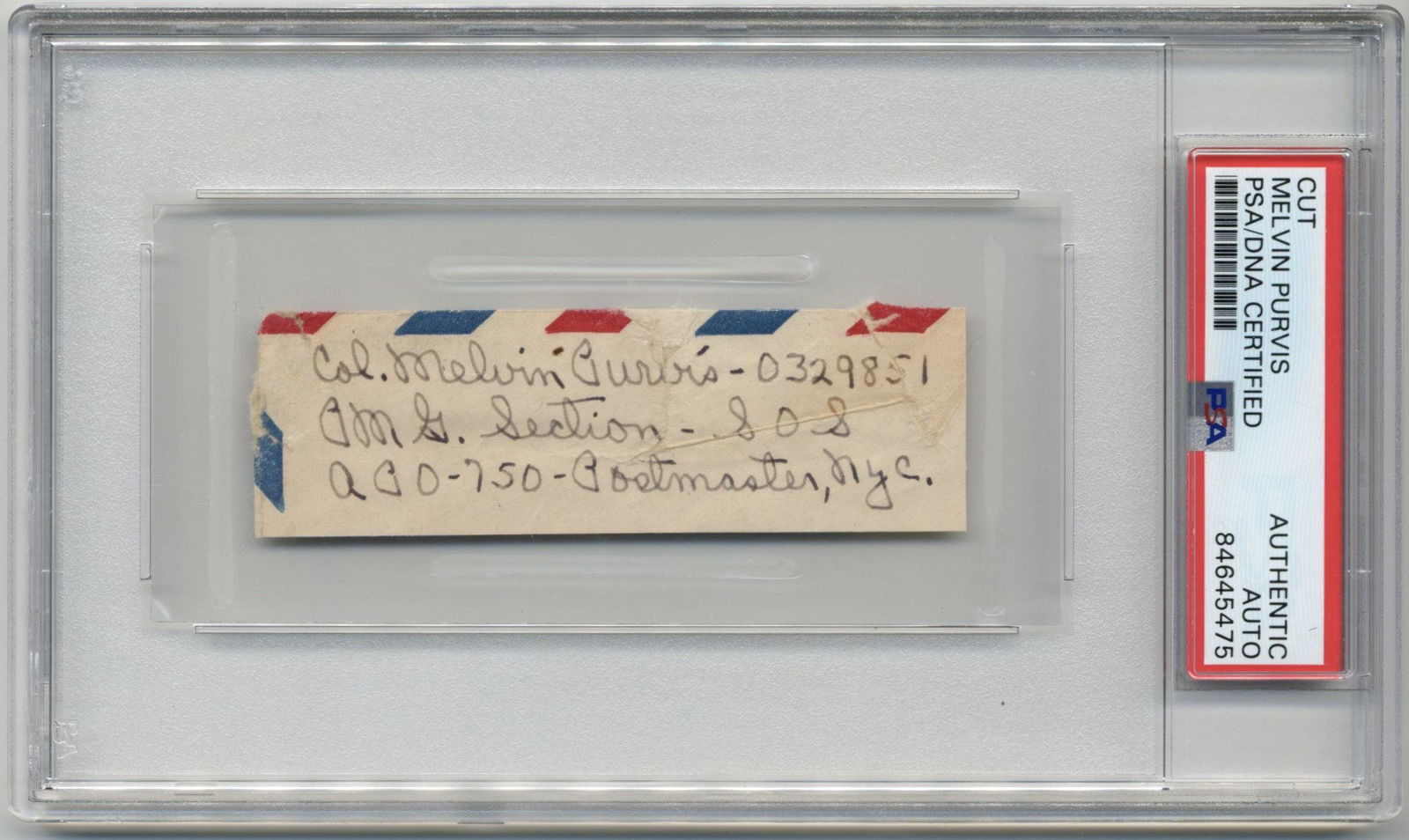 Melvin Purvis Cut. He Captured John Dillinger! Boldly Signed & PSA Encapsulated (1 of 1)