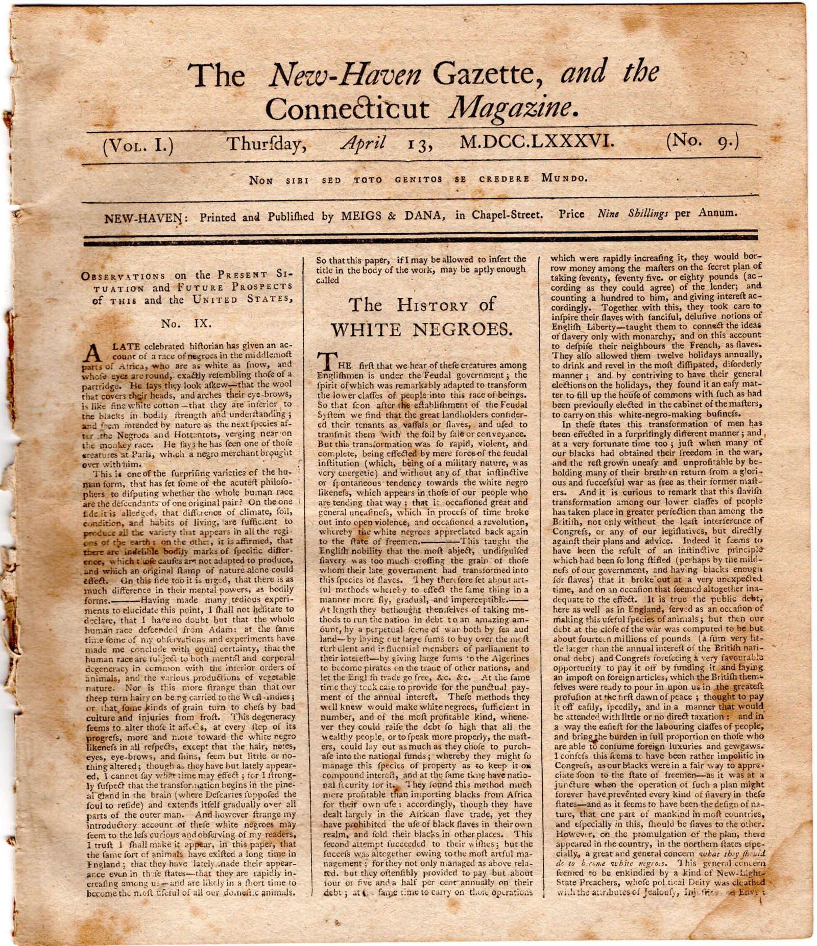 Connecticut Newspaper Editor Uses Slavery as Metaphor for Political Servitude (1 of 2)