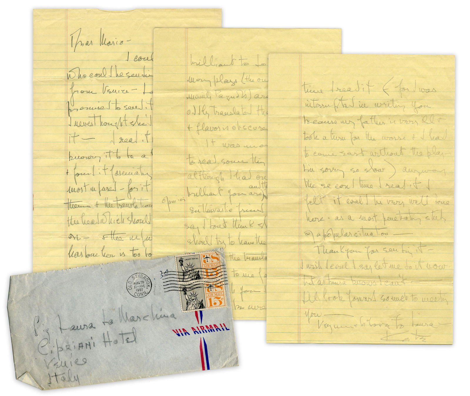 Katharine Hepburn 2x Signed ALS to Italian Playwright Mario Fratti (1 of 8)