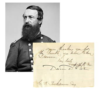 Admiral David D. Porter Signed Note to Greek Ambassador C.K. Tuckerman: Admiral David D. Porter Signed Note to Greek Ambassador C.K. Tuckerman A note signed by Civil War general David Porter. 1p, measuring 5" x 3.75", n.p., n.d. Addressed to C.K. Tuckerman Esq. and writte