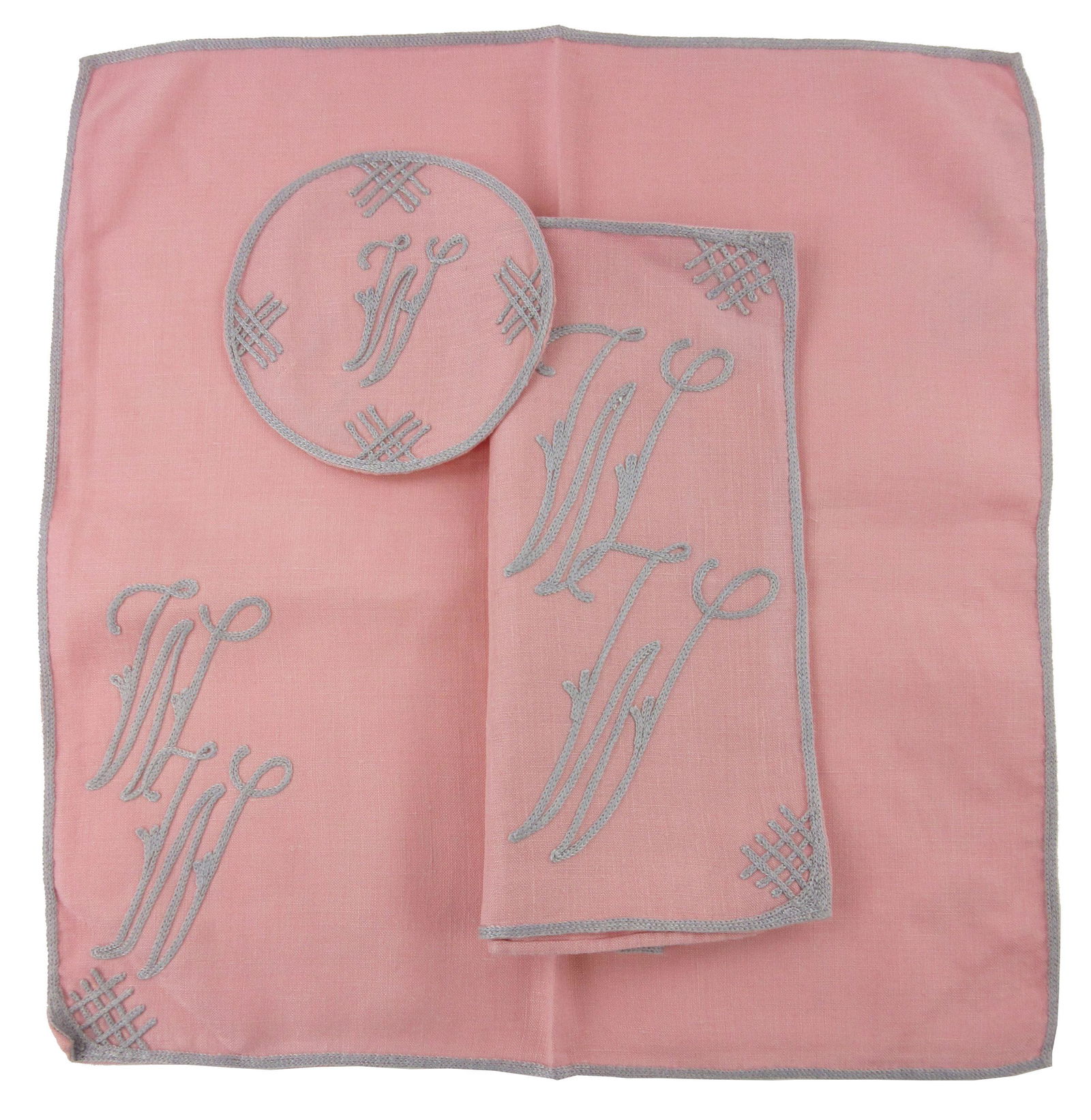 Duke & Duchess of Windsor Owned & Monogrammed 3-Pc En Suite Fabric Place Setting, Ex-Sotheby's (1 of 7)