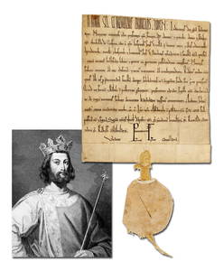 Monumental 1177 DS of Louis VII with Incredible Provenance, Unique with Great Ties to the Crusades,