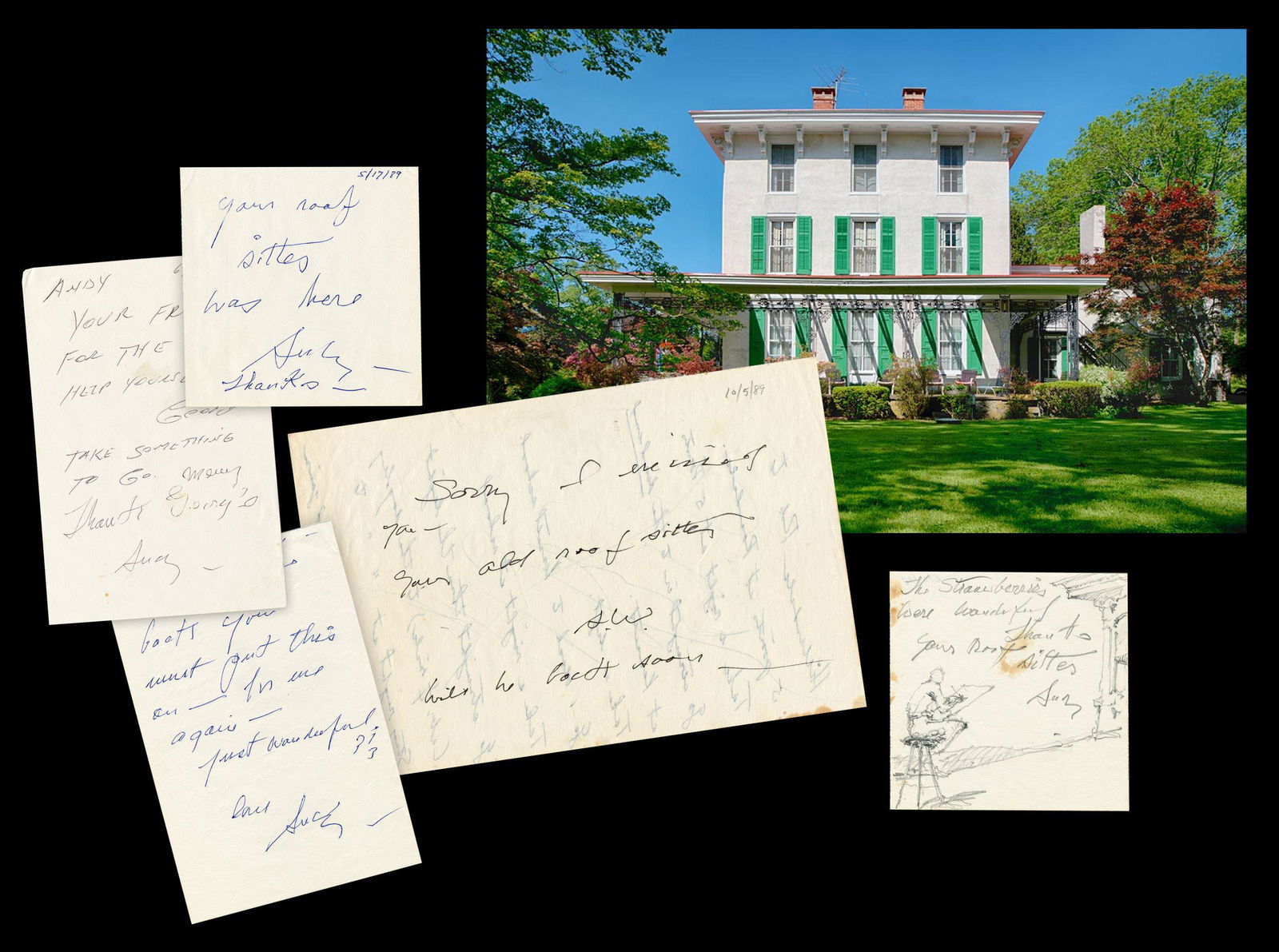 Andrew Wyeth Self-Portrait & 8x Signed Notes, "your old roof sitter," Etc. 5 Pcs Total (1 of 11)