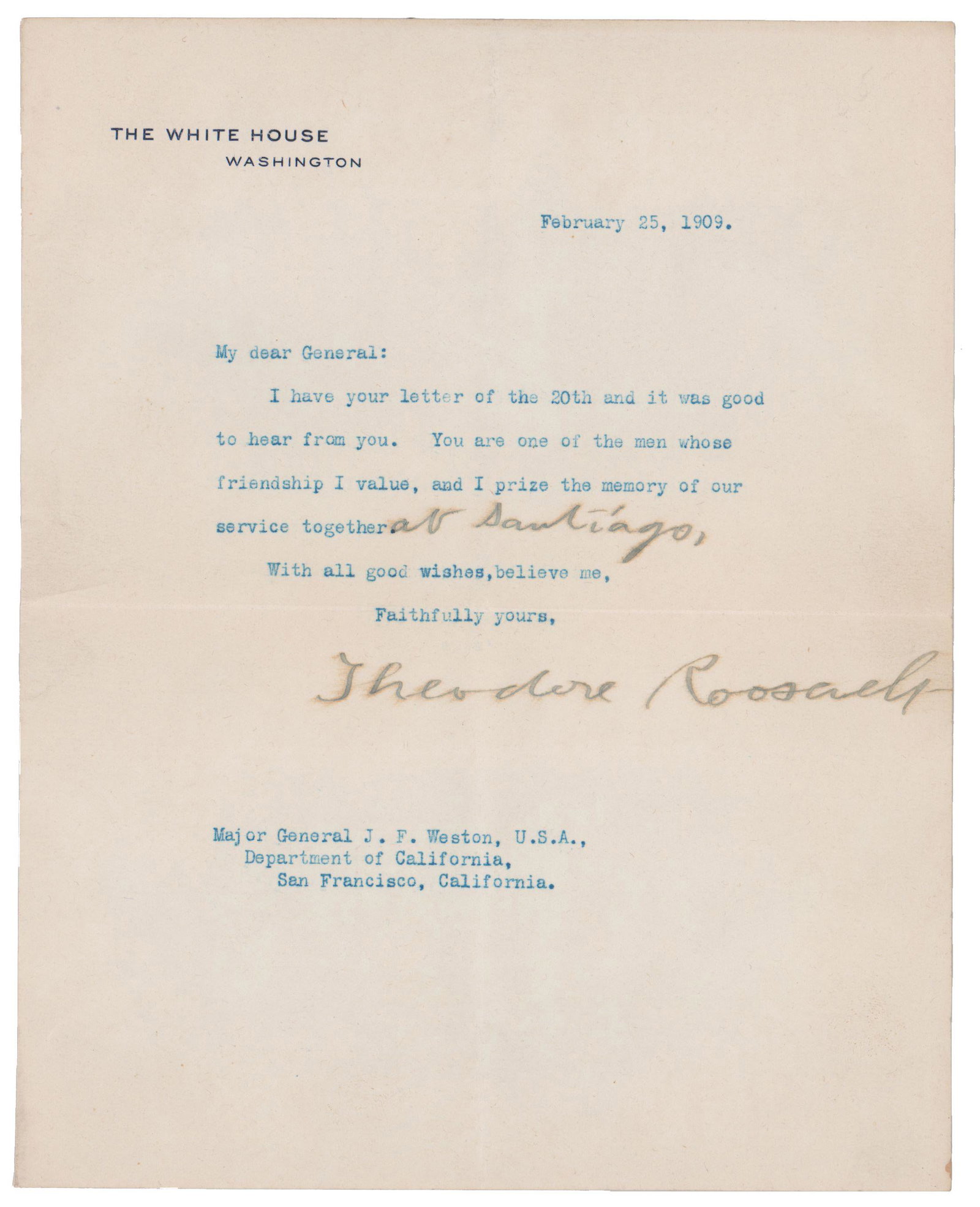 Theodore Roosevelt Recalls Rough Rider Service with Old Colleague (1 of 2)