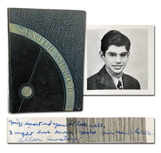 Allen Ginsberg Signs a Classmate's 1943 Yearbook, Includes his 1st Published Poem: Allen Ginsberg Signs a Classmate's 1943 Yearbook, Includes his 1st Published Poem Allen Ginsberg (1926-1997). An Eastside High School "The Senior Mirror" yearbook, Patterson, New Jersey, June 1943, or