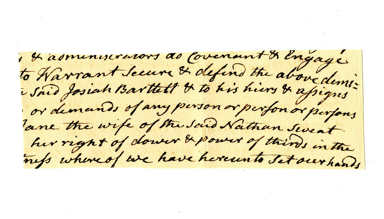 Josiah Bartlett Partial Legal Doc Signed in the Third Person (1 of 2)