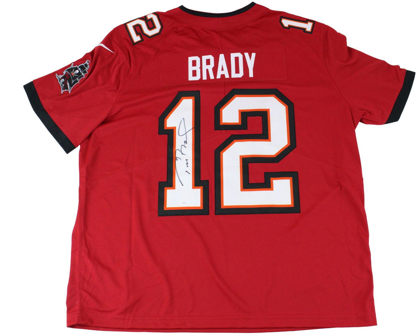 Tom Brady Signed Buccaneers Jersey. JSA Authentication: Tom Brady Signed Buccaneers Jersey. JSA Authentication Buccaneers Jersey, produced by Nike with a size XXL tag applied to lower edge of the jersey. "Buccaneers" across the chest just below the NFL shi