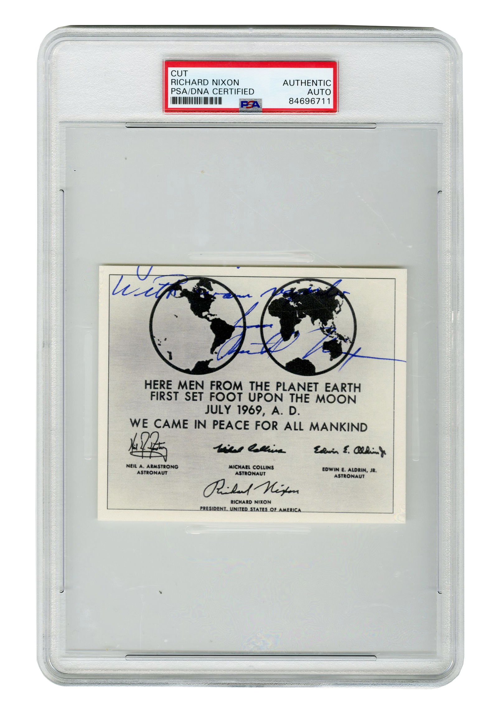 Richard Nixon Signed Moon Landing Plaque, PSA Authenticated (1 of 2)