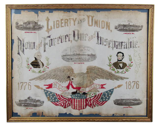 1876 Centennial Needlepoint Made For Philadelphia Exhibition