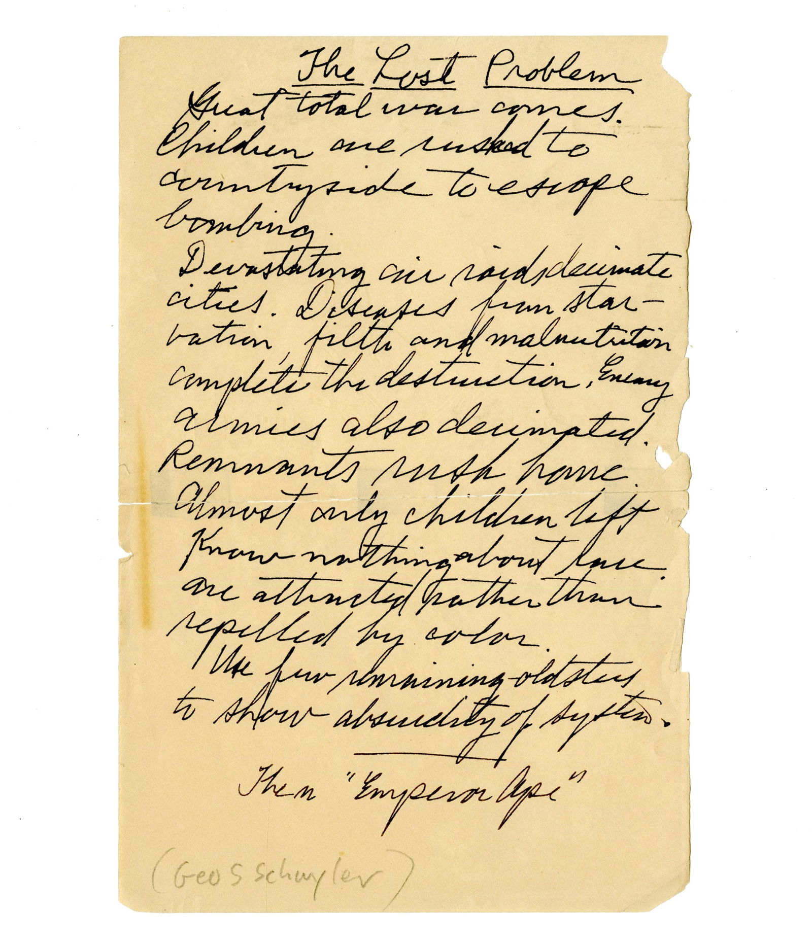 George Schuyler African American Journalist MS on WWII and Race, Possibly Unique! (1 of 2)