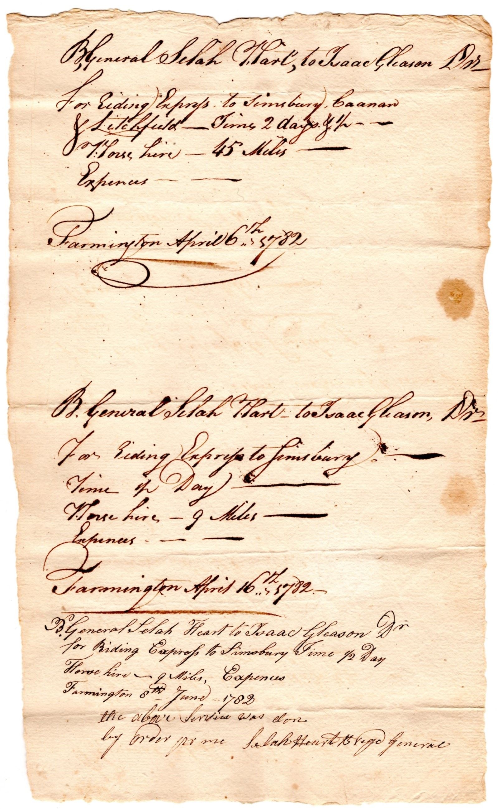 Express Rider Seeks Reimbursement for Rides for Connecticut Militia: Express Rider Seeks Reimbursement for Ride for Connecticut Militia Like Paul Revere and William Dawes, who rode from Boston to warn the minutemen of Lexington and Concord of the approach of British so