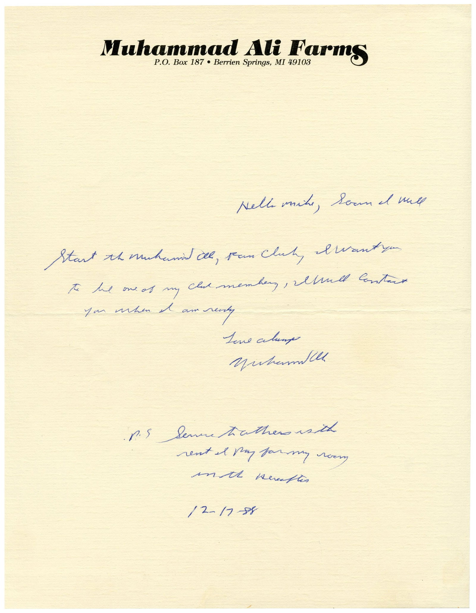 Muhammad Ali 2x Signed ALS: "Service to others is the rent I pay for my room in the hereafter" (1 of 3)
