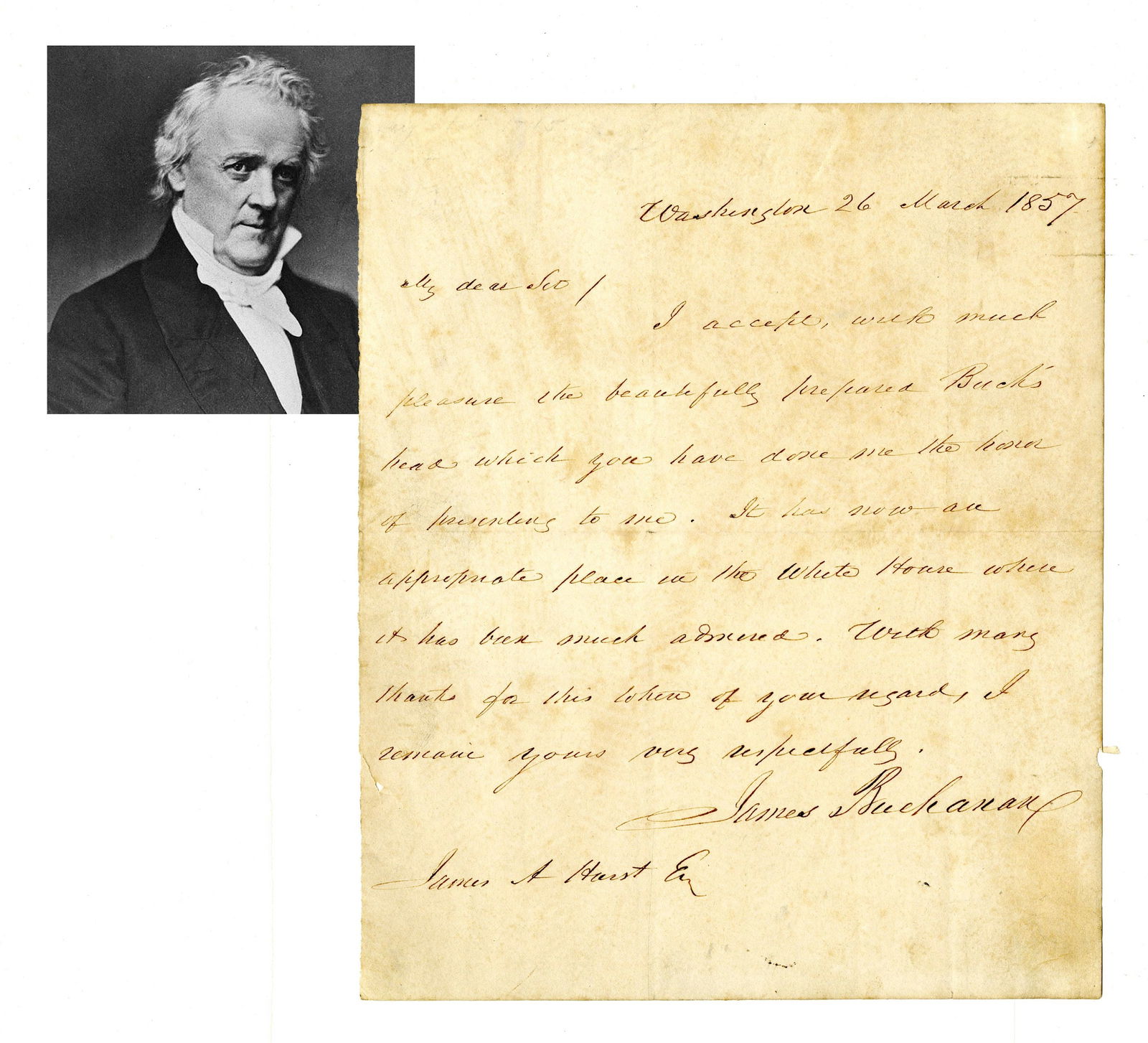 Buchanan Sends Thanks for Bucks Head - A Play Off His Name (1 of 2)