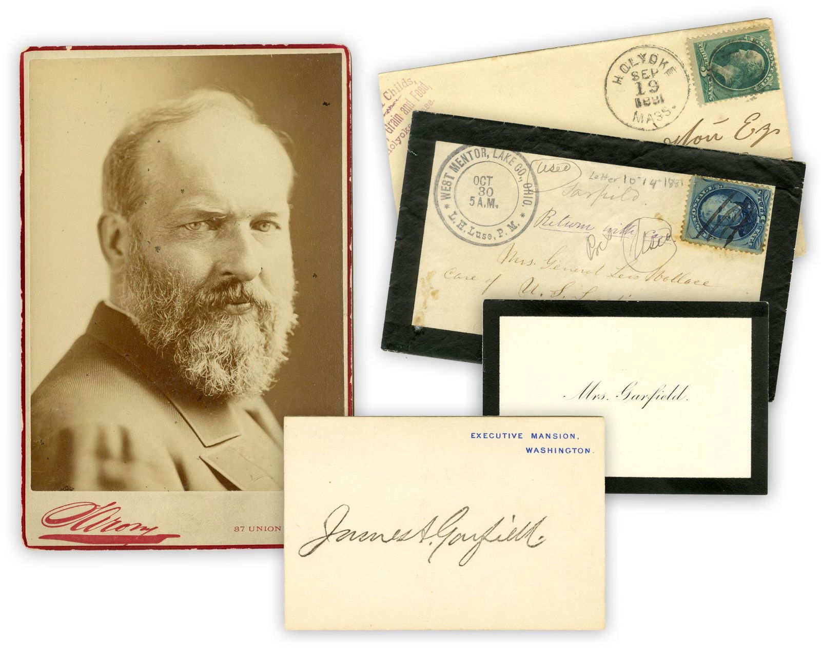 James Garfield Archive ft. Cabinet Photo & Post-Assassination Executive Mansion Card (1 of 5)