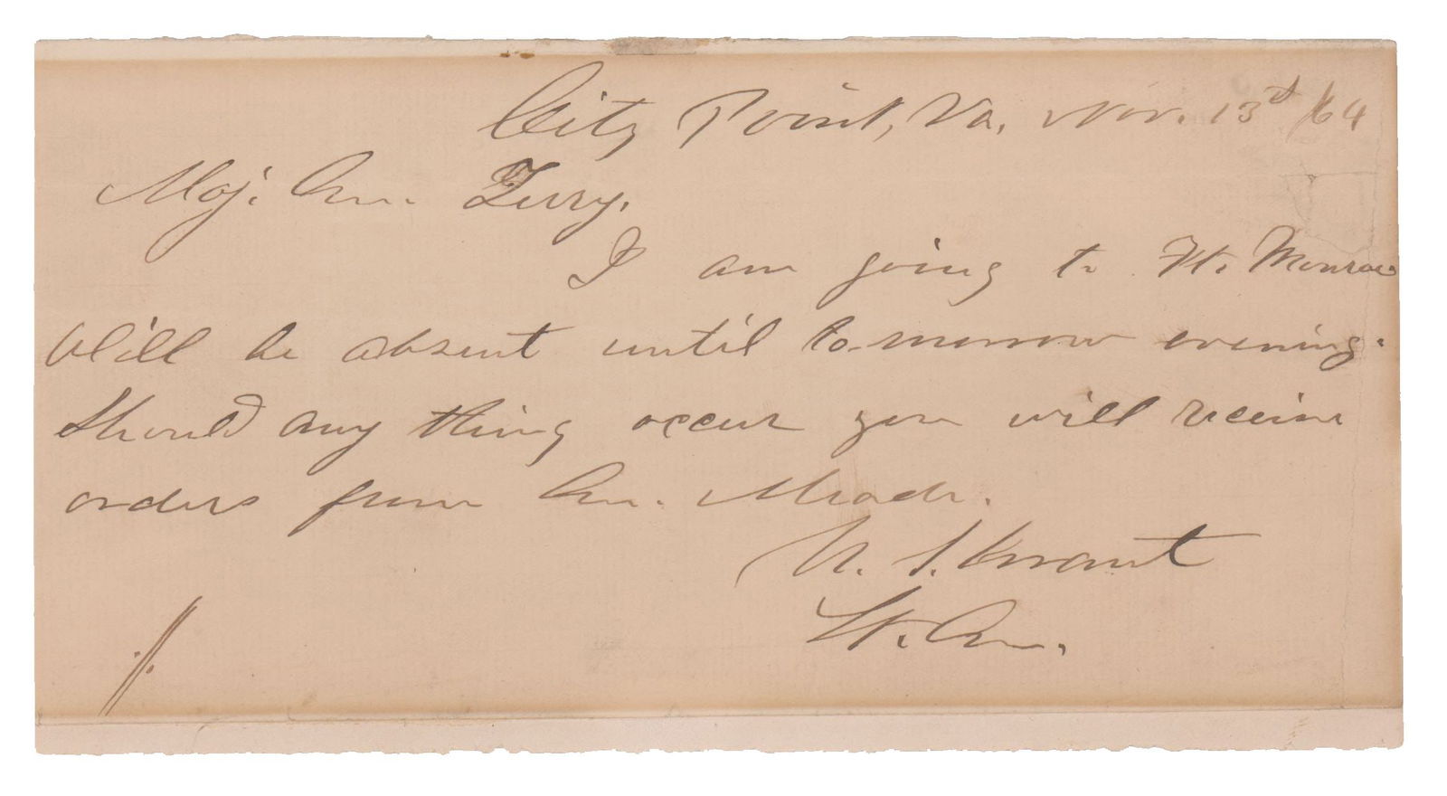 Lt. General Grant Leaves Siege of Petersburg to Plan Fort Fisher Campaign Superb Civil War Letter! (1 of 2)