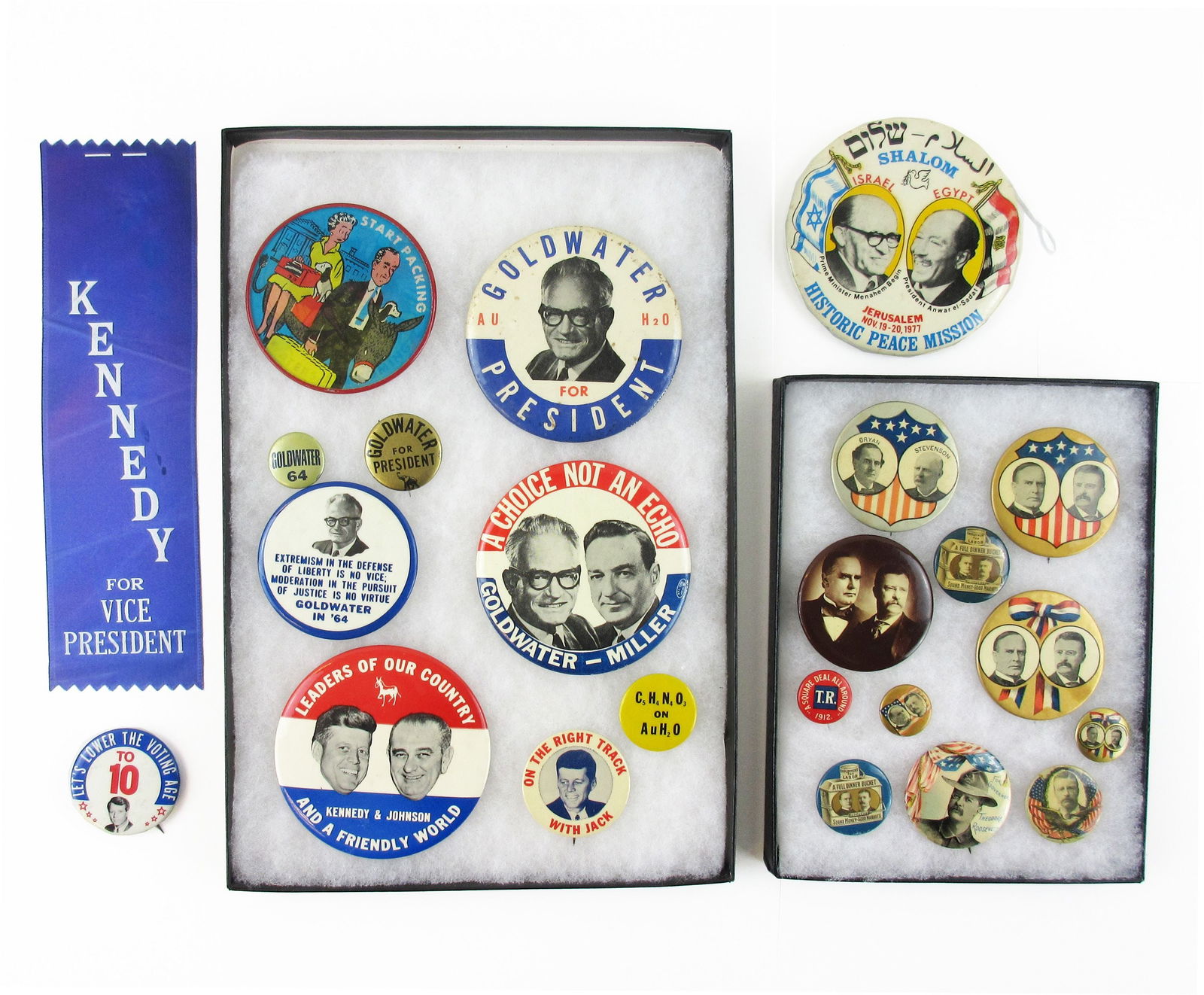 22 Buttons & Ribbon for Presidential Campaigns: Kennedy, McKinley, Roosevelt, etc. (1 of 7)