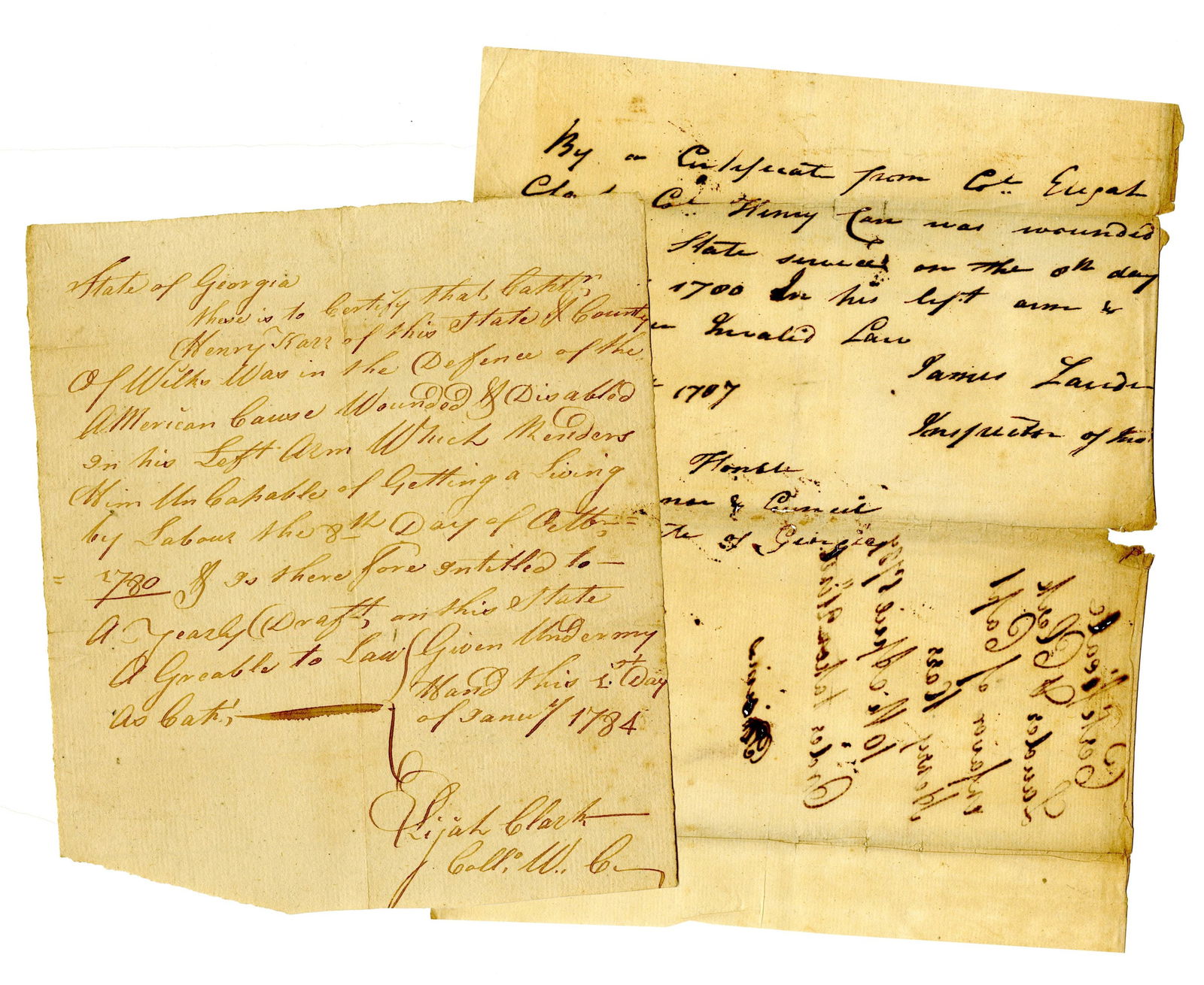 Elijah Clarke Sworn Statement for Revolution Veteran, with Relate DS (1 of 5)