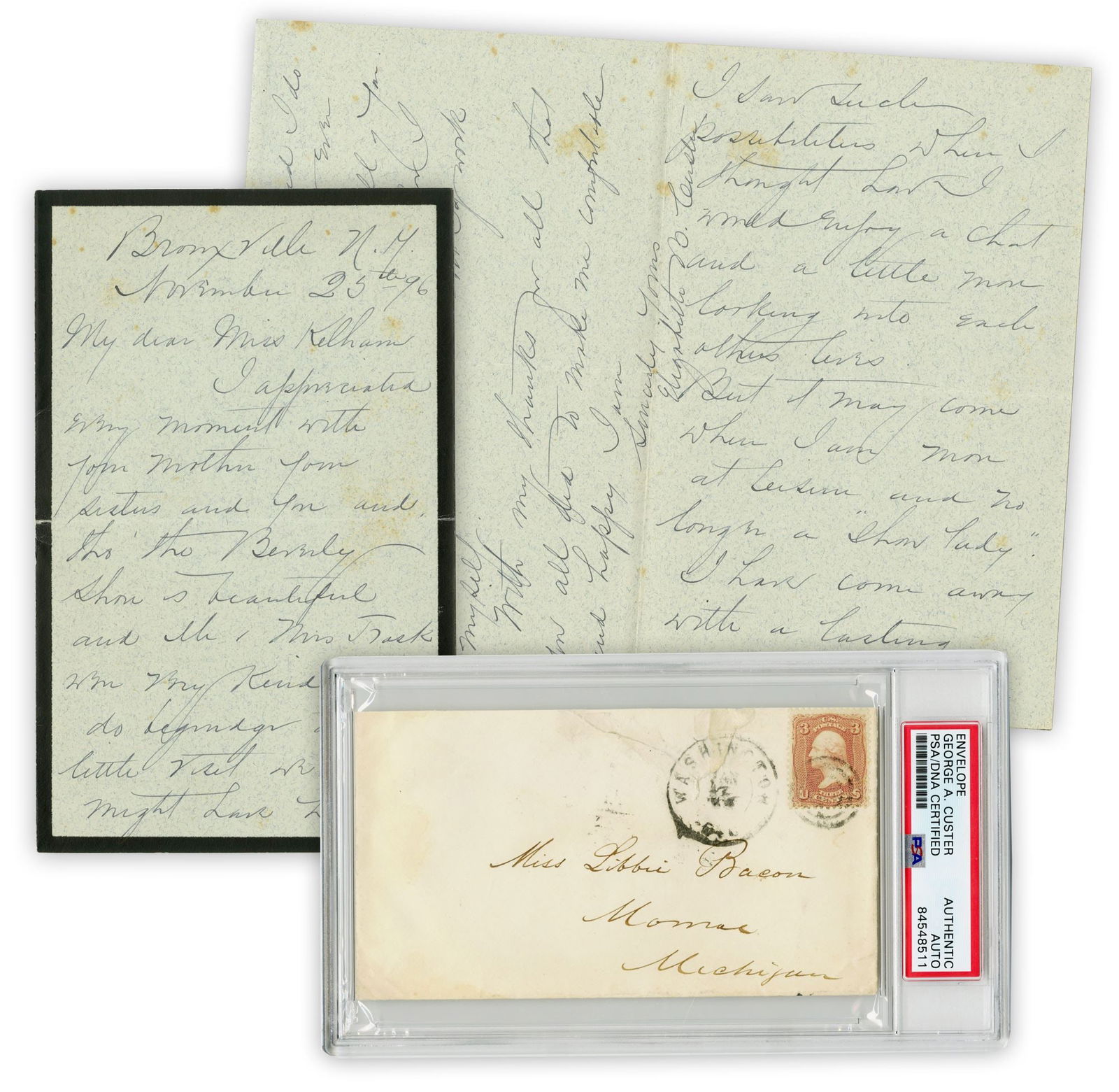 George & Elizabeth Custer Handwritten Envelope w/ 1896 ALS (1 of 4)
