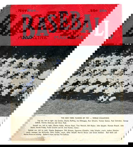 1941 Yankees World Series Champions! Stellar Signatures From Joe