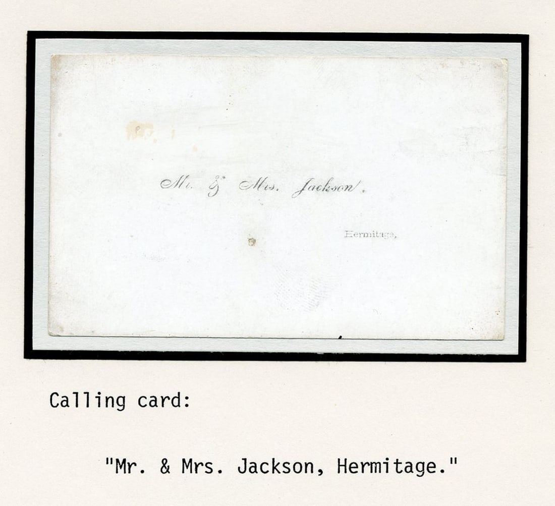 Andrew Jackson, Jr. & Wife Hermitage Calling Card (1 of 4)