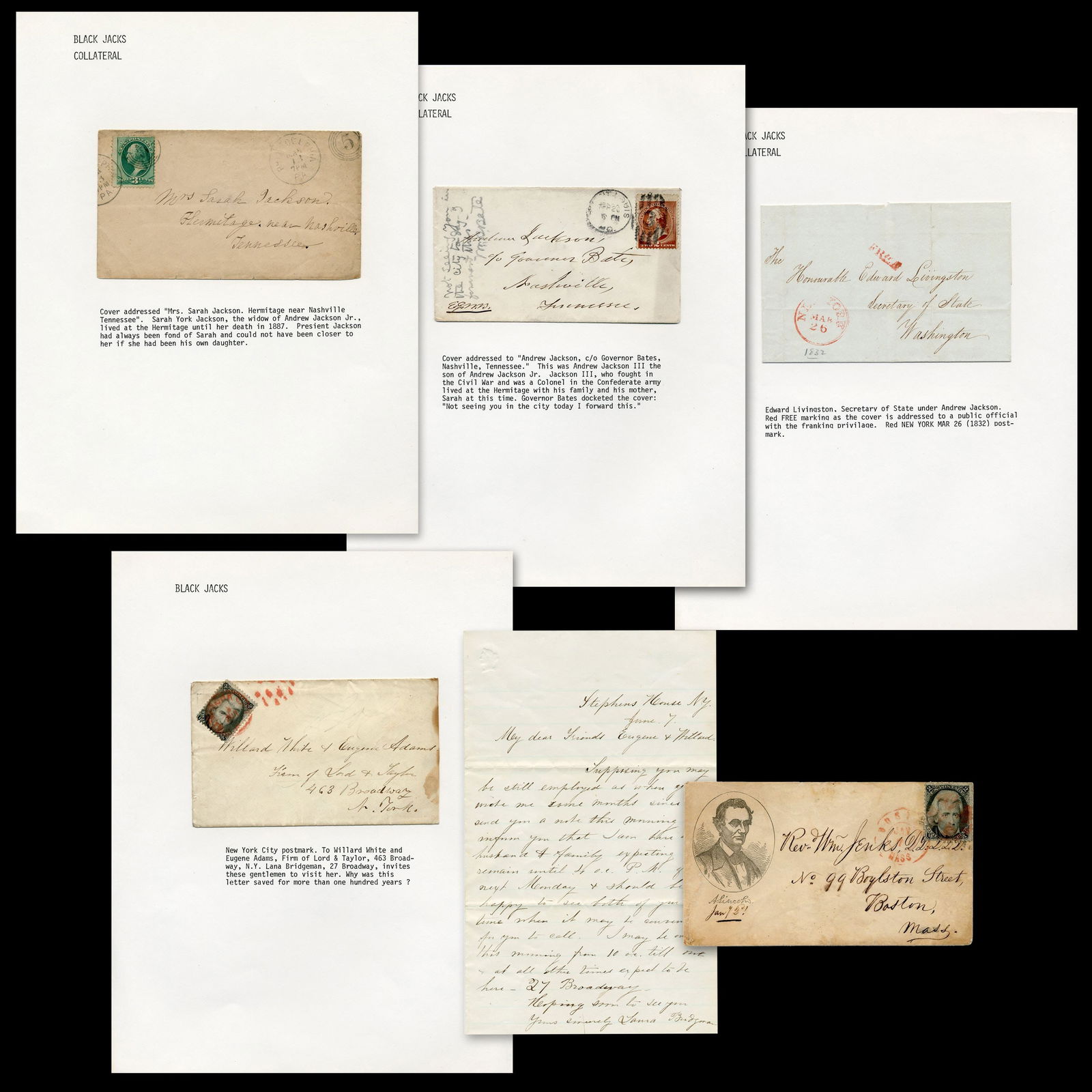 Dealer's Lot of Philatelic Interest Relating to Lincoln and Andrew Jackson, 5+ Pcs, Incl. Covers, (1 of 8)