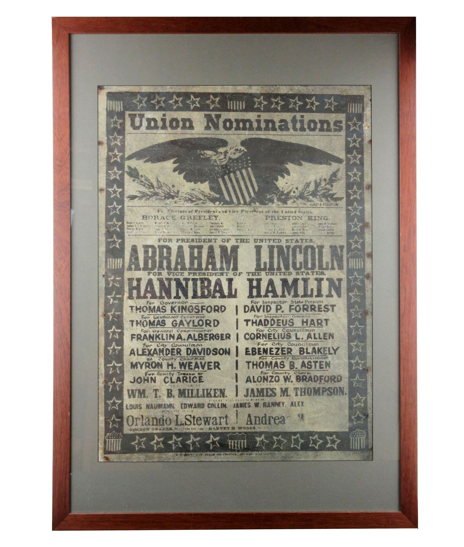 1860 Lincoln & Hamlin "Union Nominations" Campaign Poster (1 of 3)
