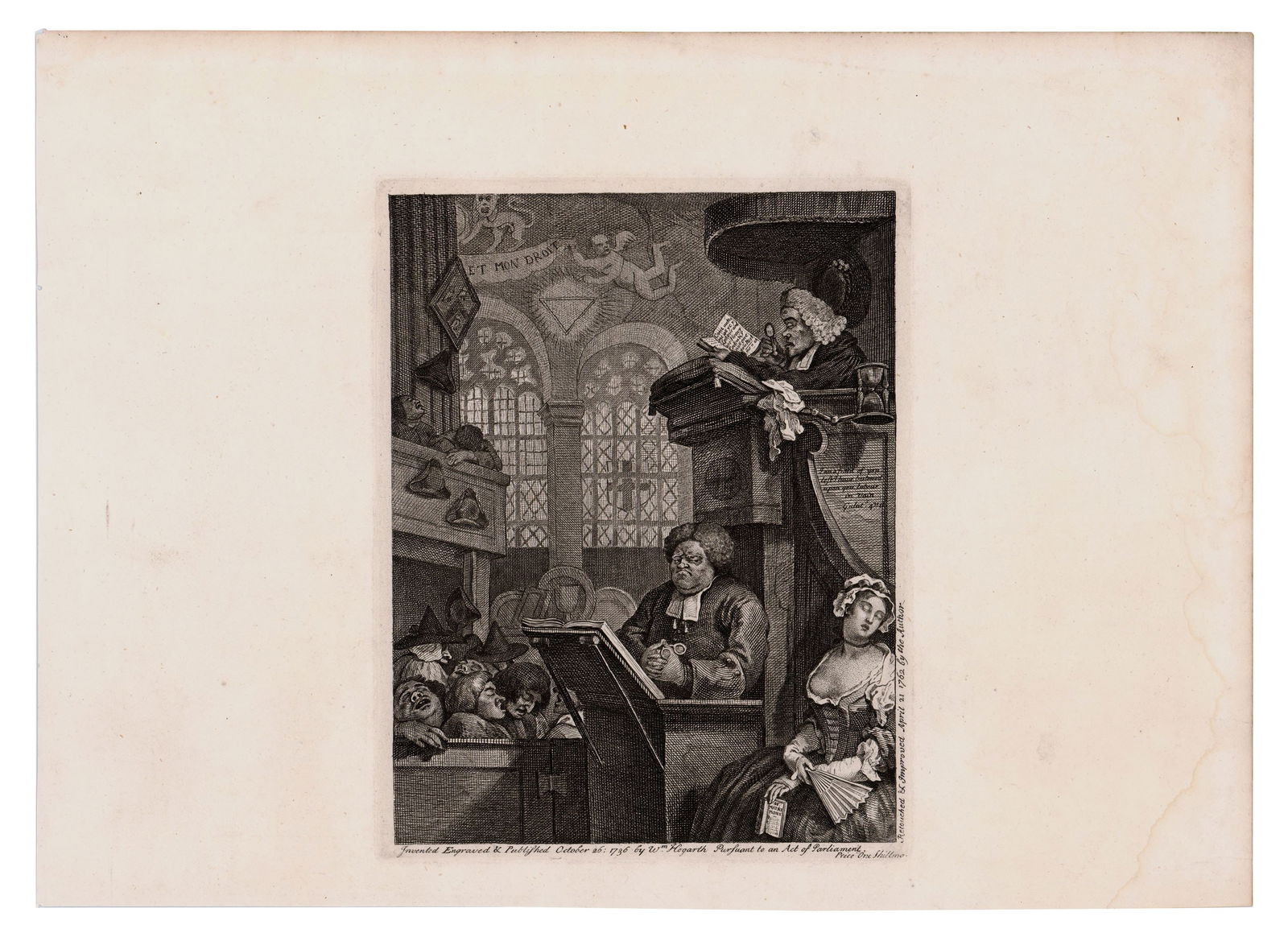"The Sleeping Congregation" by William Hogarth, 1762 Print (1 of 2)