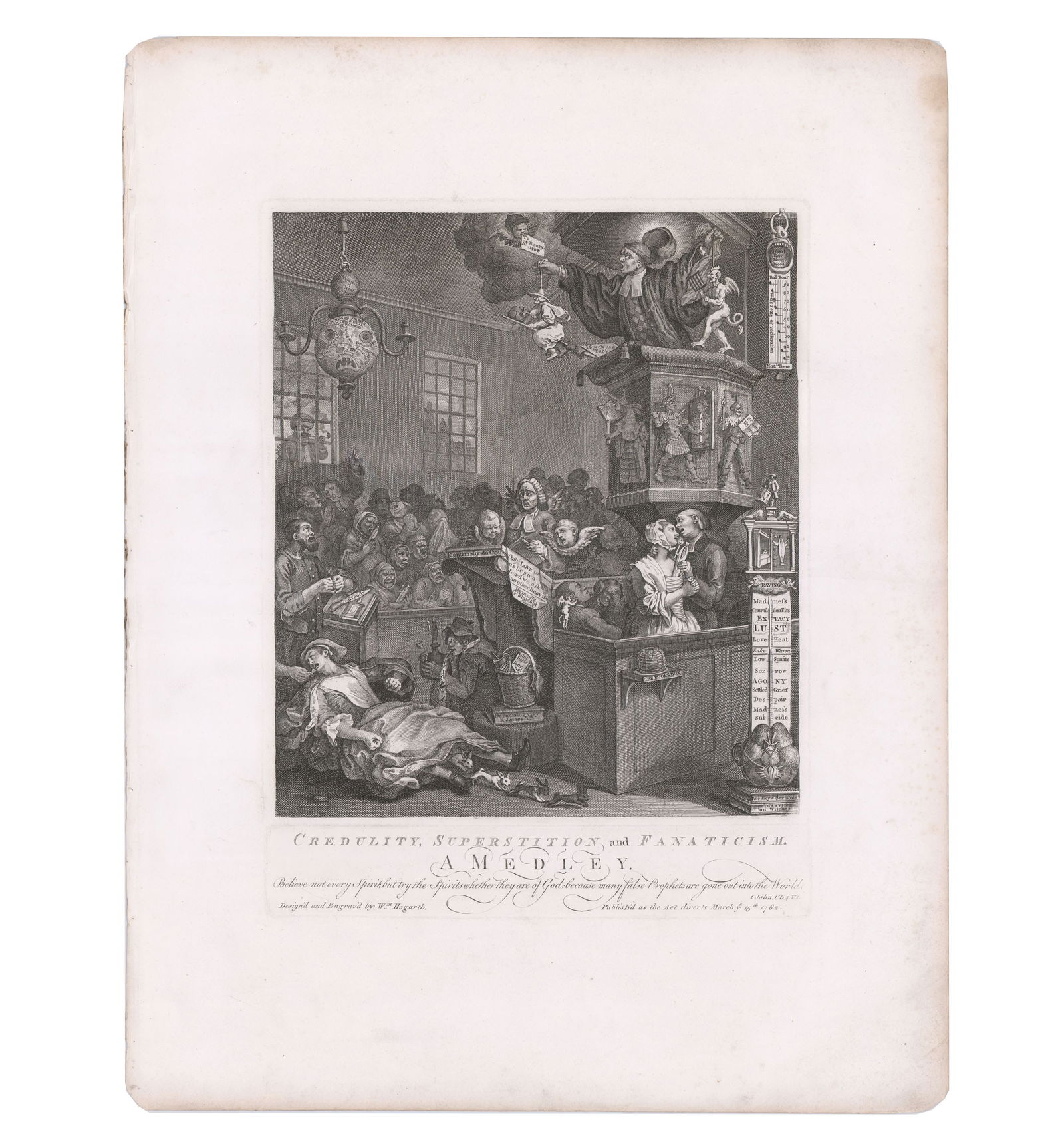 William Hogarth 1762 Print "Credulity, Superstition, and Fanaticism" (1 of 2)