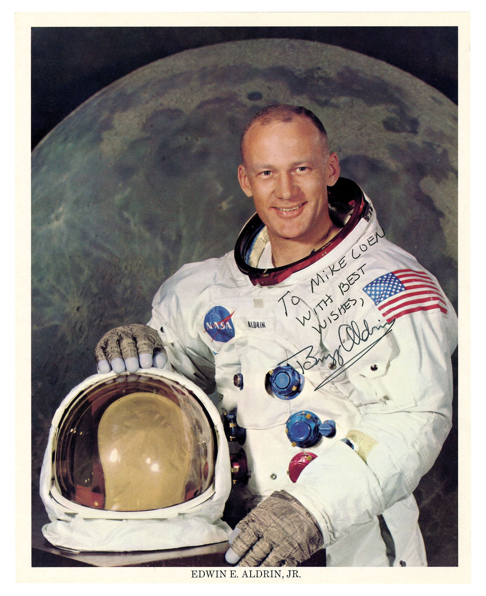 Buzz Aldrin Signed NASA Photo in Spacesuit (1 of 3)