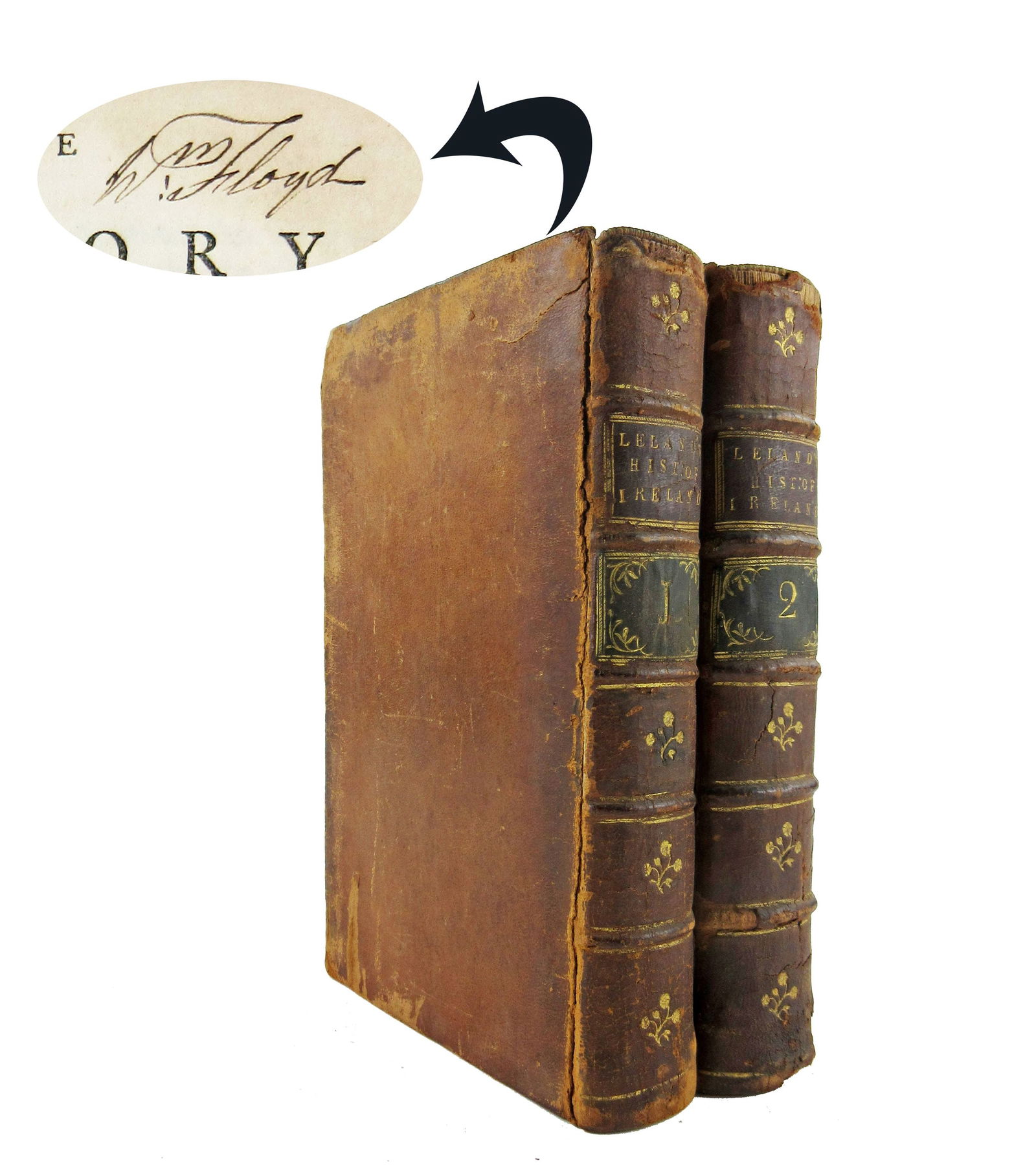 William Floyd Signed Dr. Leland's "History of Ireland" Vol I & II Published by Dunlap, Printer of (1 of 8)