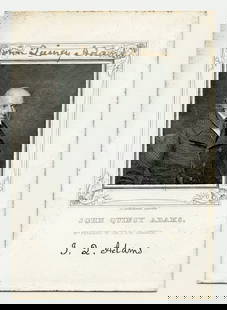 J.Q. Adams Signed Portrait, Maybe Earliest Signed Presidential Image! Beautiful Orig. Frame, Bonus: J.Q. Adams Signed Portrait, Maybe Earliest Signed Presidential Image! Beautiful Orig. Frame, Bonus Pin An engraved miniature portrait boldly signed by 6th U.S. President John Quincy Adams (1767-1848)